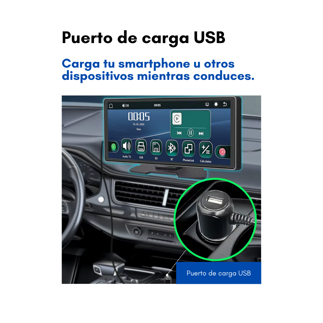 Pantalla Inteligente 10” CarPlay y Android Auto